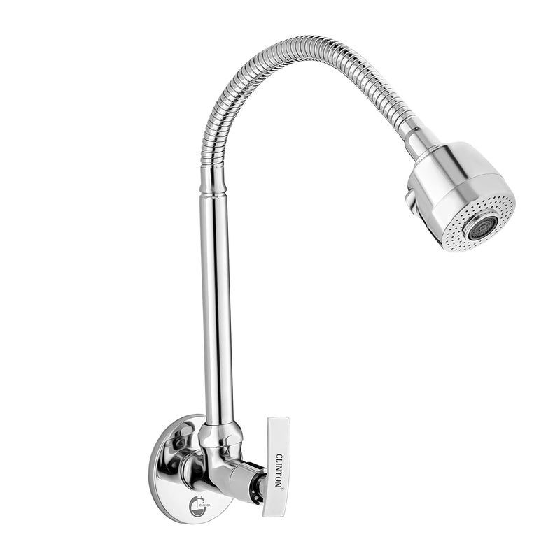 CLINTON (Brass) Kitchen Spout Flexible Sink Cock with Spout Rain Spray and Flange (Ocean) - Image 1