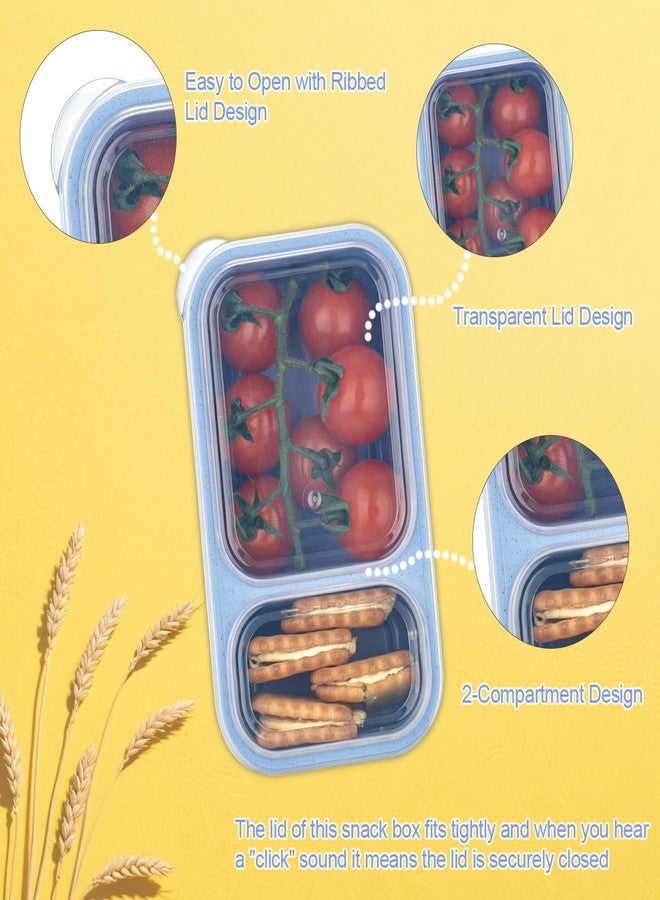 DOSEWART 2-Compartment Reusable Snack Containers with Lids, Wheat Straw Reusable Snack Packs for Meal Prep Food Storage on-the-go snacking(6Pack) - Image 3