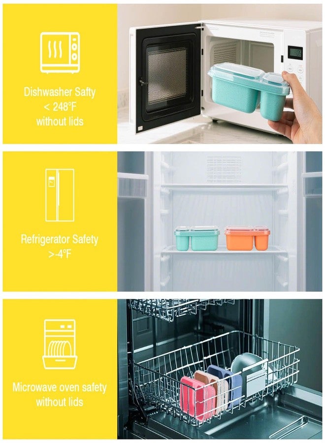 DOSEWART 2-Compartment Reusable Snack Containers with Lids, Wheat Straw Reusable Snack Packs for Meal Prep Food Storage on-the-go snacking(6Pack) - Image 5