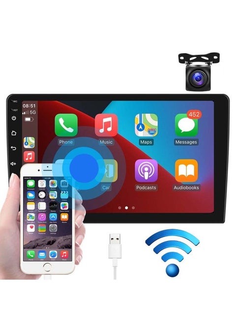 A3012 9 Inch Android Navigation CarPlay 1+32G Dual-Spindle Universal Central Control Screen Car Navigator Reversing Video Player(Standard+AHD Camera)
