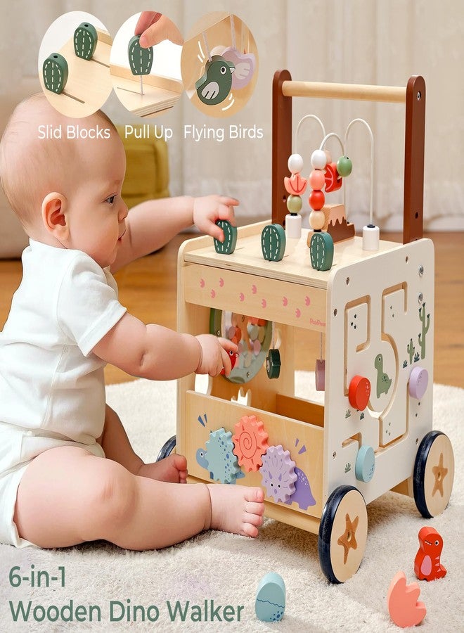PairPear Wooden Activity Cube Push Walker, 6 in 1 Wooden Baby Walker Montessori Toys for Baby Boys & Girls 12M+, Adjustable Speed Push Cart with Brake Activity Center Toys Learning to Walk - Image 3