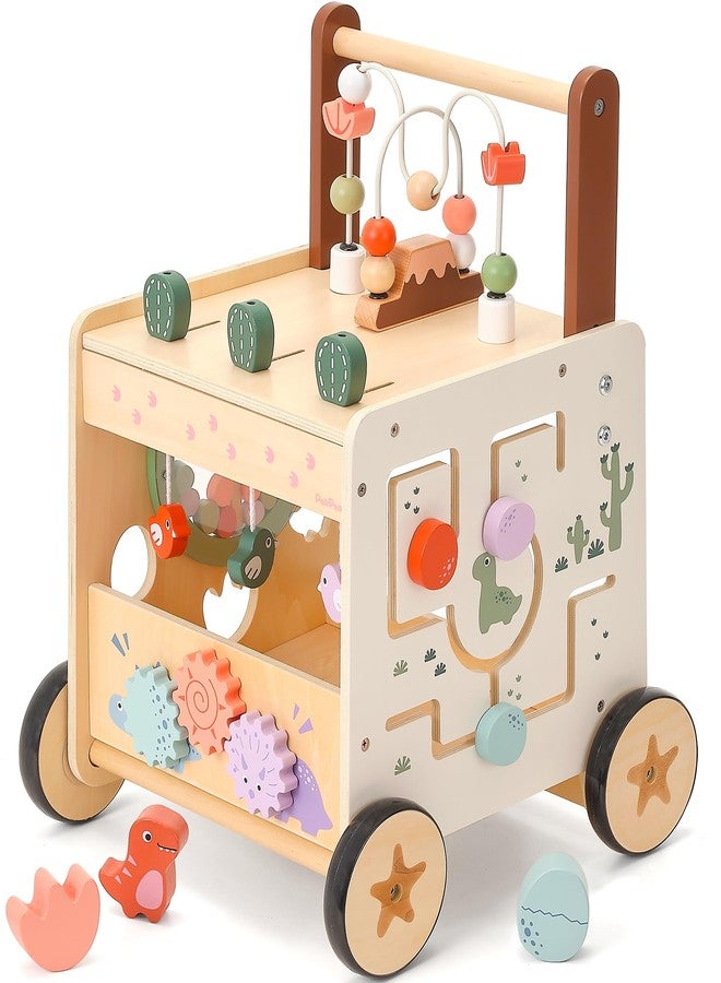 PairPear Wooden Activity Cube Push Walker, 6 in 1 Wooden Baby Walker Montessori Toys for Baby Boys & Girls 12M+, Adjustable Speed Push Cart with Brake Activity Center Toys Learning to Walk - Image 2