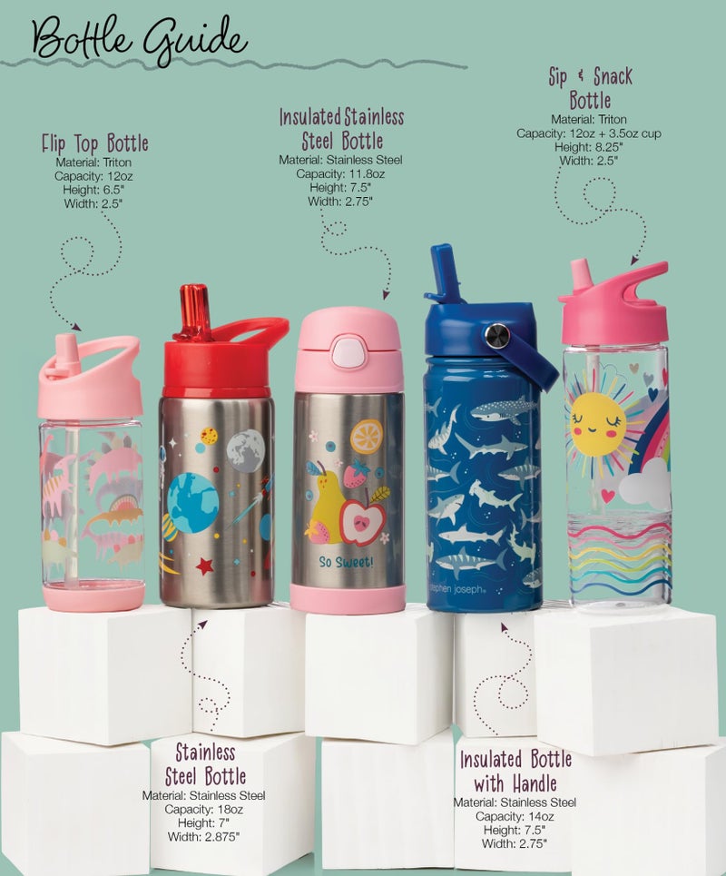 Stephen Joseph Double Wall Stainless Steel Bottles, Insulated Water Bottle for Kids Toddlers, Vacuum Insulated Bottle with Straw, BPA-Free Water Bottle – 11.8 Ounces, Outdoor - Image 5