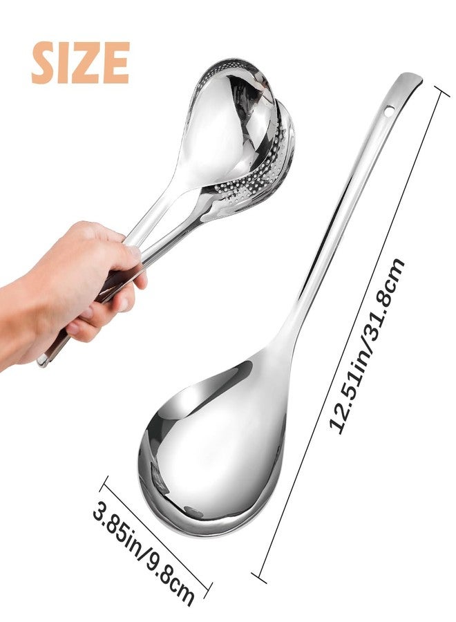DOERDO DD DOERDO 2Pcs Soup Spoon Skimmer Slotted Spoon Stainless Steel Pasta Spider Strainer Kitchen Cooking Tool Set, 12.5x3.8 Inch - Image 2