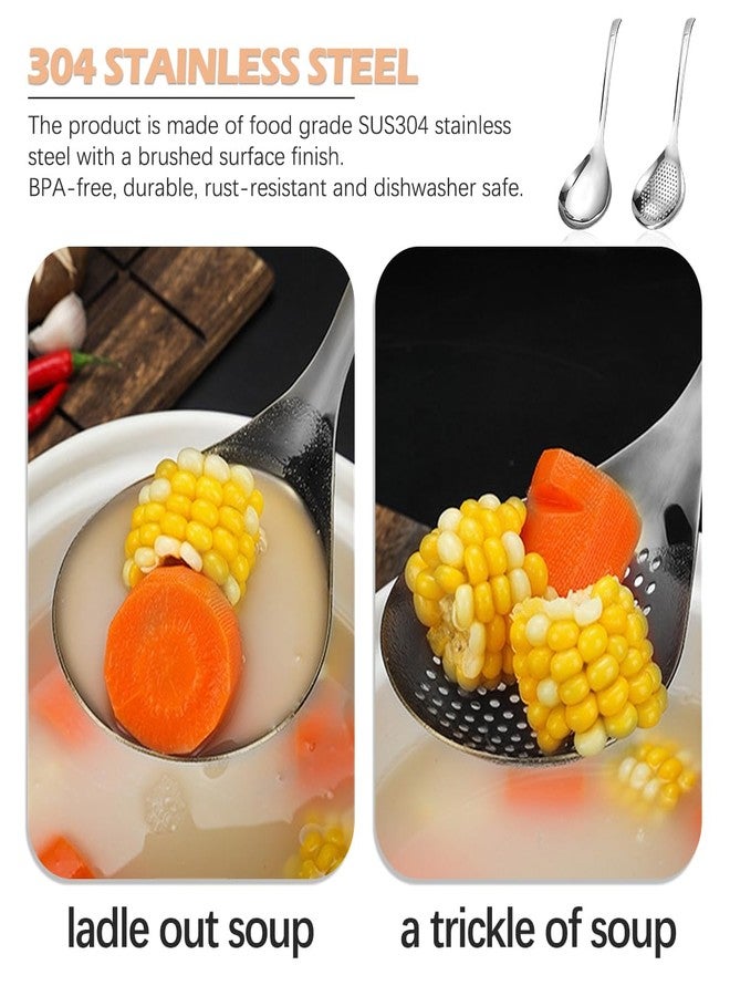 DOERDO DD DOERDO 2Pcs Soup Spoon Skimmer Slotted Spoon Stainless Steel Pasta Spider Strainer Kitchen Cooking Tool Set, 12.5x3.8 Inch - Image 5