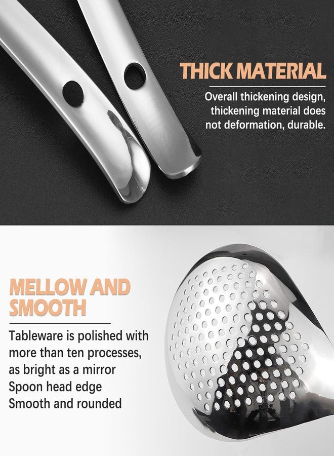 DOERDO DD DOERDO 2Pcs Soup Spoon Skimmer Slotted Spoon Stainless Steel Pasta Spider Strainer Kitchen Cooking Tool Set, 12.5x3.8 Inch - Image 3