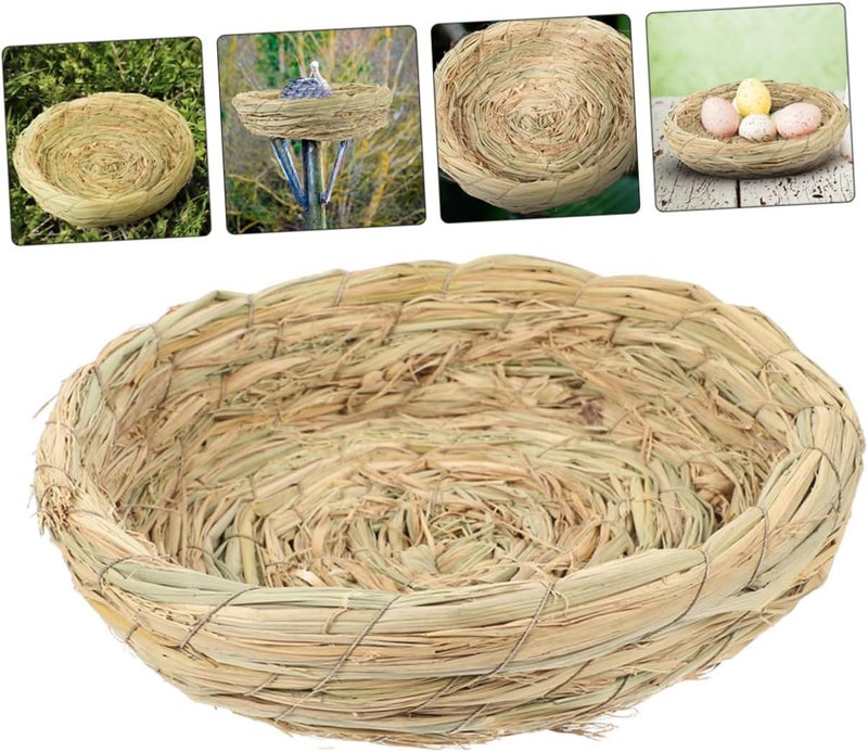 Kisangel Hand Woven Straw Bird Nest for Small Animals Removable Washable Pigeon Dove Breeding Bed Comfortable Outdoor Garden Ornament with Natural Woven Design Easy to Clean and Maintain - Image 5
