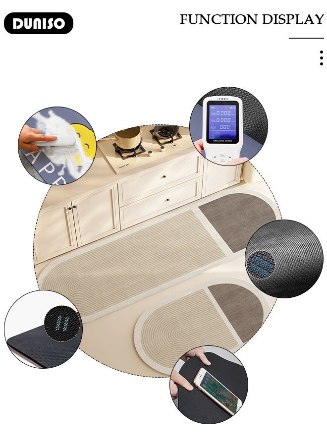 DUNISO Diatom Mud Bath Mat Set Bathroom Kitchen Rug Mat Extra Soft and Absorbent Bath Rugs Non-Slip Quick Drying Floor Bath Tub Mat for Bathroom Floor Tub and Shower 40*60cm/40*120cm - Image 2