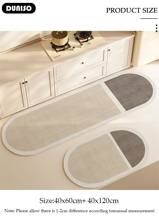 DUNISO Diatom Mud Bath Mat Set Bathroom Kitchen Rug Mat Extra Soft and Absorbent Bath Rugs Non-Slip Quick Drying Floor Bath Tub Mat for Bathroom Floor Tub and Shower 40*60cm/40*120cm - Image 4