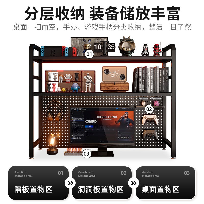 Desktop Hole Board Iron Bookshelf Desk Storage Rack Dormitory Layered Storage Rack Desk Home Organizing Rack - Image 3