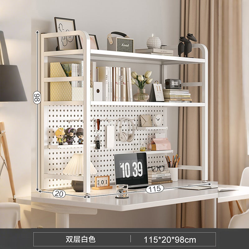 Desktop Hole Board Iron Bookshelf Desk Storage Rack Dormitory Layered Storage Rack Desk Home Organizing Rack - Image 1