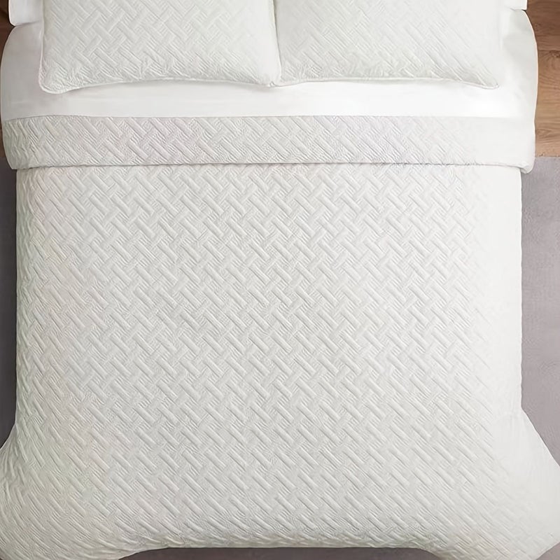 1pc Solid King Size White Bedspread Soft Breathable Comfortable Bedding For Bedroom Dorm Room Decor - Image 5