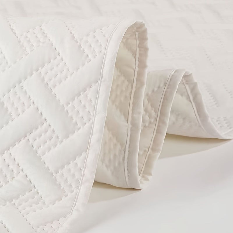 1pc Solid King Size White Bedspread Soft Breathable Comfortable Bedding For Bedroom Dorm Room Decor - Image 4