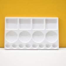 FIRST CLICK 16 Well Watercolor Rectangular Paint Tray No.101 Mixing Palette White Size 11" X 6.5" inches 1 pc - Image 1