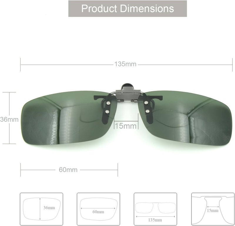 Besgoods Cycling Sport Polarized Clip-on Flip up Metal Clip Sunglasses Lenses Glasses Unbreakable Driving Fishing Outdoor - Image 3