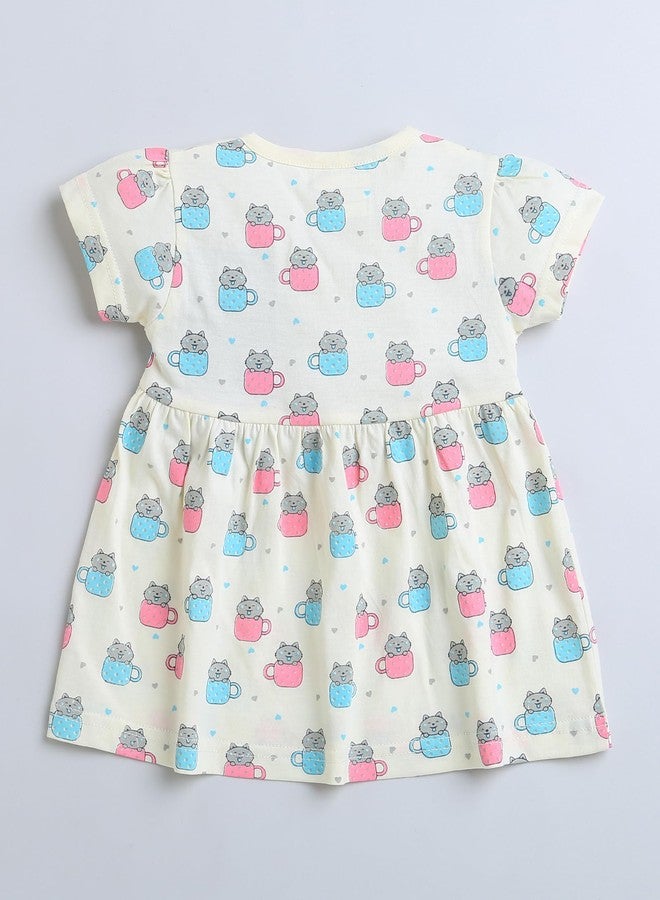 BUMZEE Cream Girls Half Sleeves Cotton Frock Age - 6-12 Months (Peb9100C-crm) - Image 2
