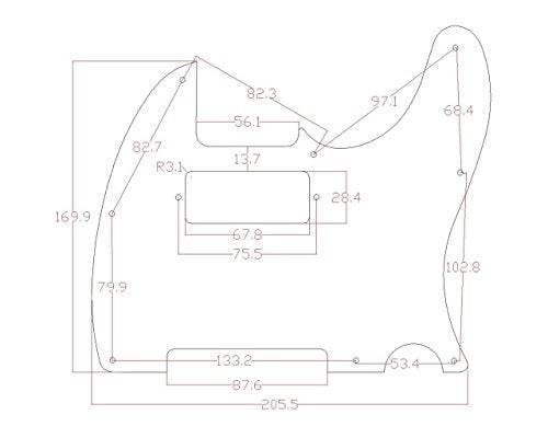 KAISH Tele Style Pickguard Guitar Pick Guard Scratch Plate with Mini Humbucker Pickup Hole for Tele/Telecaster Black 3 Ply - Image 3