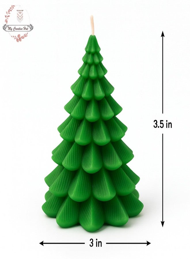 My Creative Hut Christmas Tree Wax Candles | Premium Unscented Red & Green Decorative Candles | Set of 2 | Festive Holiday Home Décor, Christmas Decoration Items (Green, Set of 2) - Image 1