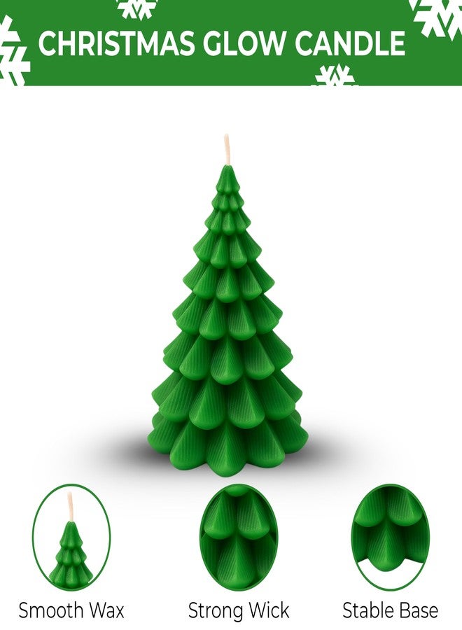 My Creative Hut Christmas Tree Wax Candles | Premium Unscented Red & Green Decorative Candles | Set of 2 | Festive Holiday Home Décor, Christmas Decoration Items (Green, Set of 2) - Image 2