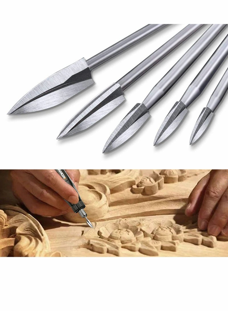Y&D Wood Carving Drill and Tools Universal Accessories, White Steel Bit Rotary Grinding Tool for Crafts, DIY, Carving, Drilling (5 Pcs)  - Image 1