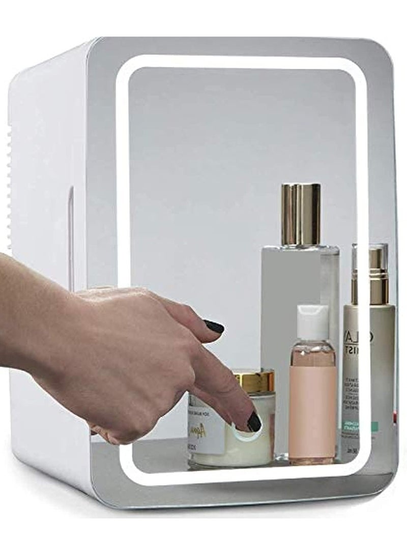 فيتاشيلي ثلاجة مكياج صغيرة، ثلاجة مستحضرات تجميل محمولة سعة 8 لتر، لوحة زجاجية وإضاءة LED، فريزر مبرد/دافئ، تستخدم للعناية بالجمال والبشرة في المنزل، السيارة 28.5X26X19.2 سم - Image 1