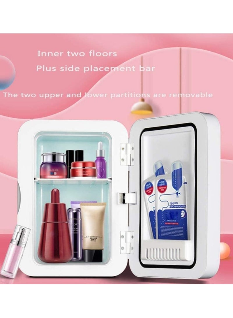 فيتاشيلي ثلاجة مكياج صغيرة، ثلاجة مستحضرات تجميل محمولة سعة 8 لتر، لوحة زجاجية وإضاءة LED، فريزر مبرد/دافئ، تستخدم للعناية بالجمال والبشرة في المنزل، السيارة 28.5X26X19.2 سم - Image 5