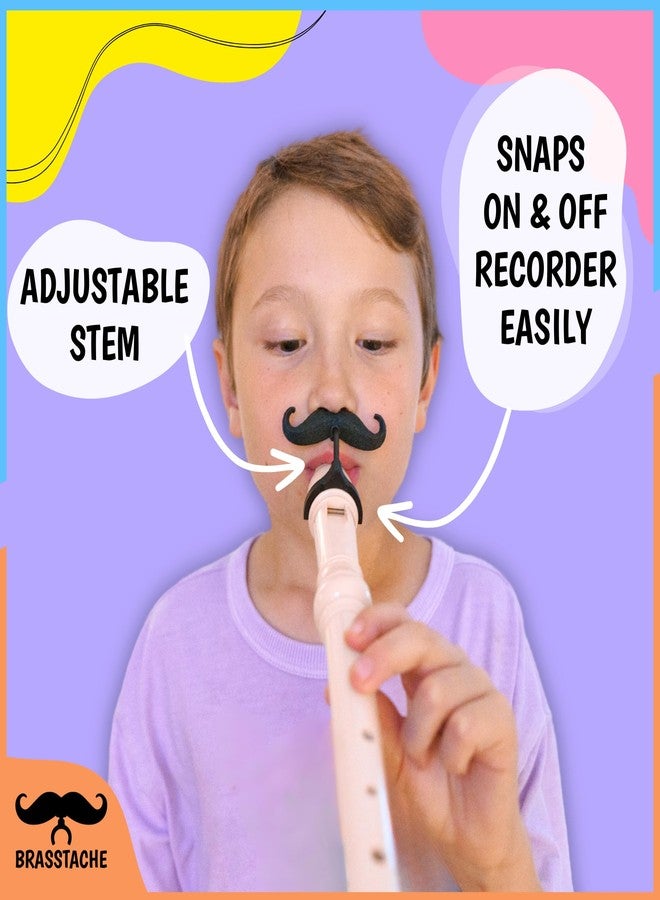 Brasstache Recorder-stache by Brasstache - Clip on Mustache for Recorder Instrument, Original Size for Kids - Image 2