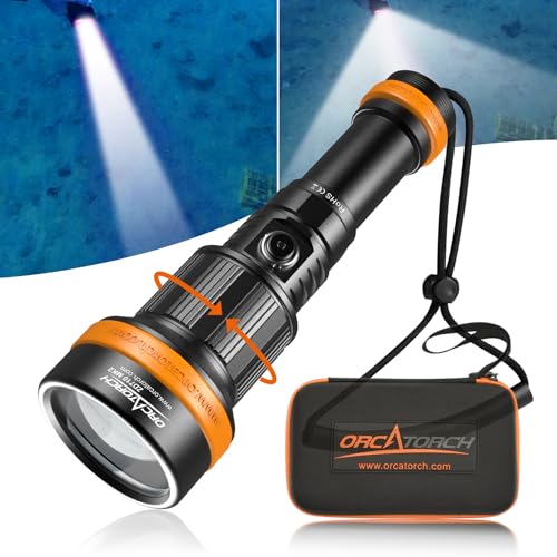 ORCATORCH ZD710 MK2 2-in-1 Zoomable Dive Light, 4-72 Degrees Adjustable Beam Scuba Diving Flashlight with 4 Modes, 920M Long Range, IP68 Waterproof Submersible Torch for Under Water Deep Sea Cave - Image 1
