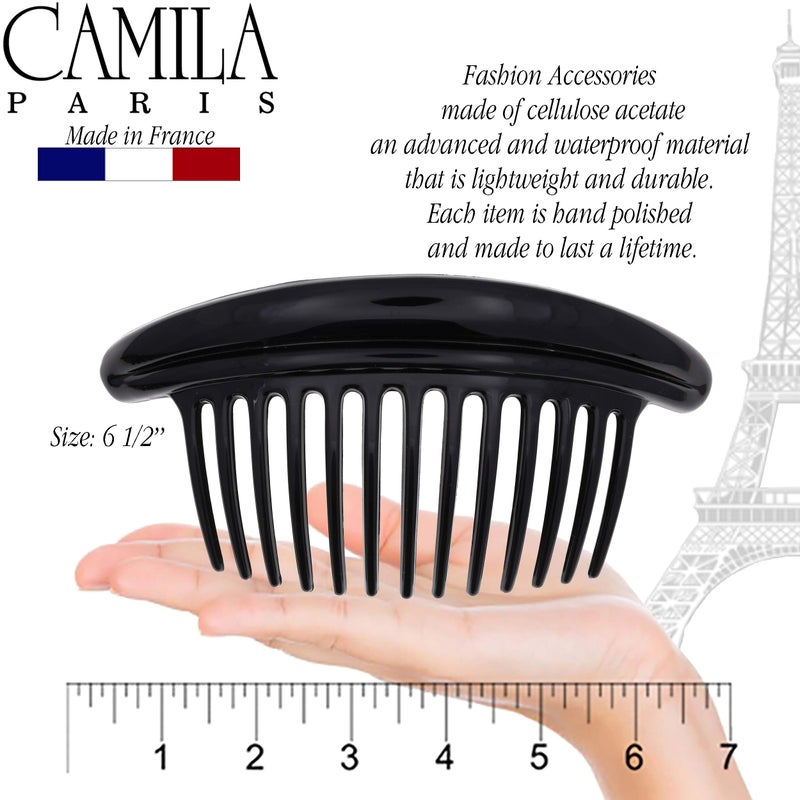 Camila Paris MP978/2 French Hair Side Combs, Black Curved Interlocking Combs French Twist Hair Combs, Strong Hold Hair Clips for Women Bun Chignon, Up-Do Styling Girls Hair Accessories Made in France - Image 4