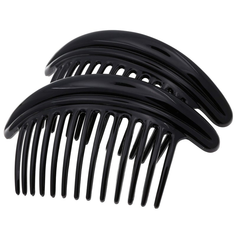 Camila Paris MP978/2 French Hair Side Combs, Black Curved Interlocking Combs French Twist Hair Combs, Strong Hold Hair Clips for Women Bun Chignon, Up-Do Styling Girls Hair Accessories Made in France - Image 1