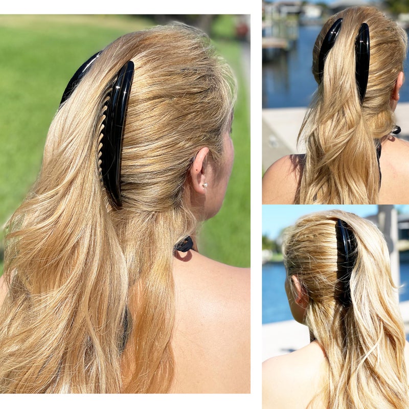 Camila Paris MP978/2 French Hair Side Combs, Black Curved Interlocking Combs French Twist Hair Combs, Strong Hold Hair Clips for Women Bun Chignon, Up-Do Styling Girls Hair Accessories Made in France - Image 2