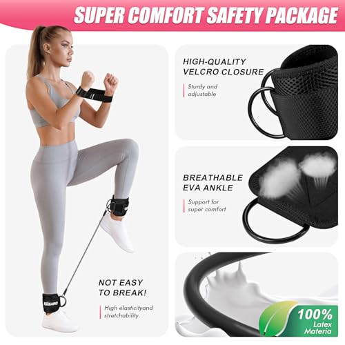 KUZARO Ankle Resistance Bands with Cuffs, Resistance Bands Set for Working Out, Leg and Glute Exercise Bands – Home Gym Workout Equipment for Women, Booty Building, Pilates, Rehab, Physical Therapy - Image 3