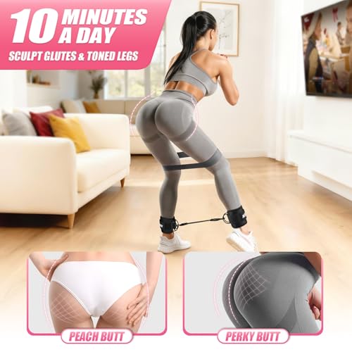 KUZARO Ankle Resistance Bands with Cuffs, Resistance Bands Set for Working Out, Leg and Glute Exercise Bands – Home Gym Workout Equipment for Women, Booty Building, Pilates, Rehab, Physical Therapy - Image 2