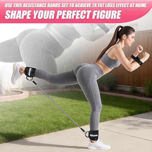 KUZARO Ankle Resistance Bands with Cuffs, Resistance Bands Set for Working Out, Leg and Glute Exercise Bands – Home Gym Workout Equipment for Women, Booty Building, Pilates, Rehab, Physical Therapy - Image 5