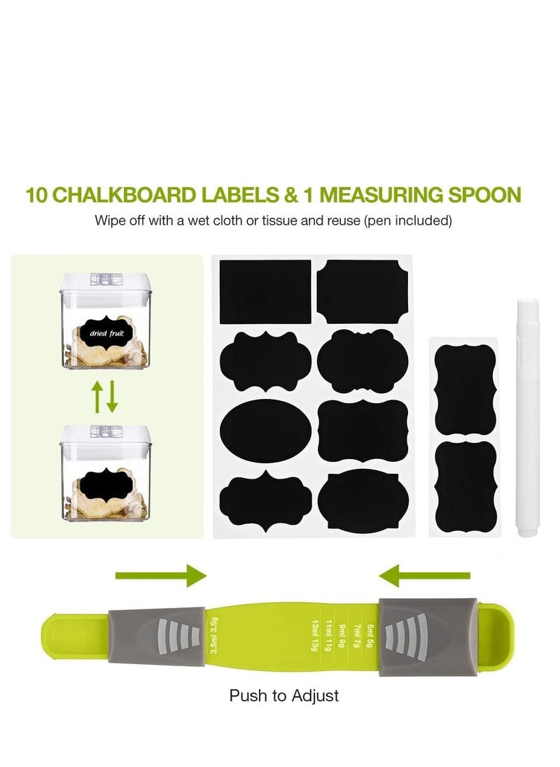 Airtight Food Storage Containers with Lids, 6 PC Set BPA Free Plastic Containers for Kitchen Pantry Organization and Storage, Leak-Proof Stackable Canister, include Measuring Spoon and 10 Labels