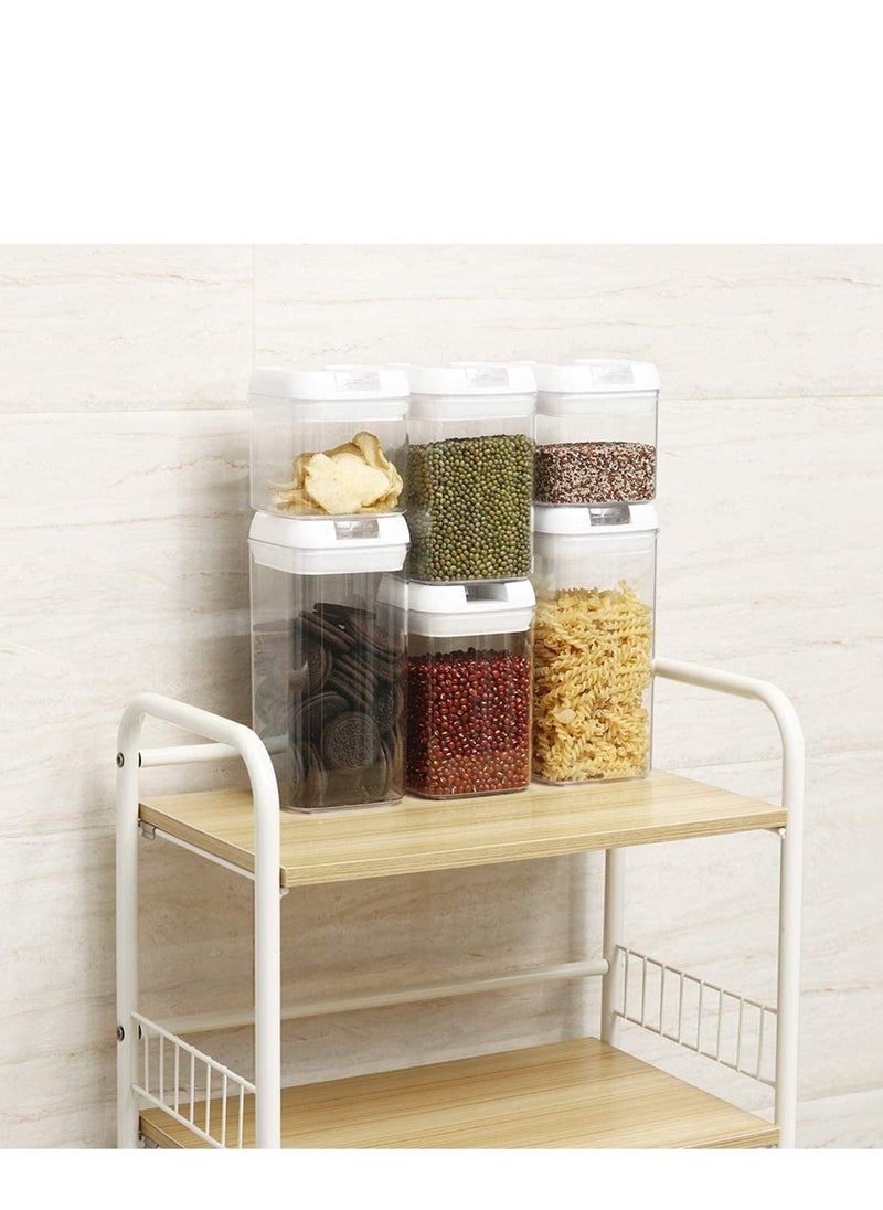 Airtight Food Storage Containers with Lids, 6 PC Set BPA Free Plastic Containers for Kitchen Pantry Organization and Storage, Leak-Proof Stackable Canister, include Measuring Spoon and 10 Labels