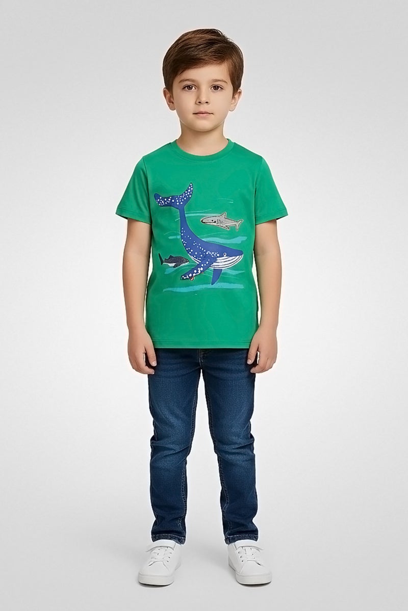 Hamleys Toddlers Boy Crew Neck Short Sleeve Graphic Print T-Shirt, Green - Image 1