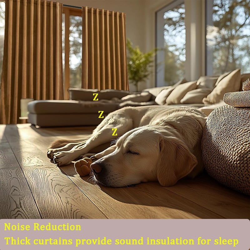 Timeper Gold Brown Velvet Curtains 96 Inches 2 Panels  Light Blocking Curtains For Bedroom Living Room Thermal Insulated Luxury Super Soft Window Drapes Back Tab & Rod Pocket W52 X L96 Inches - Image 4