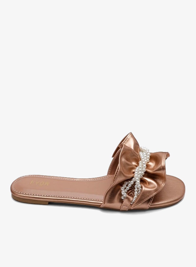 FYOR Pearl Detailed Ruched Slide Sandal MY 221 - Image 1