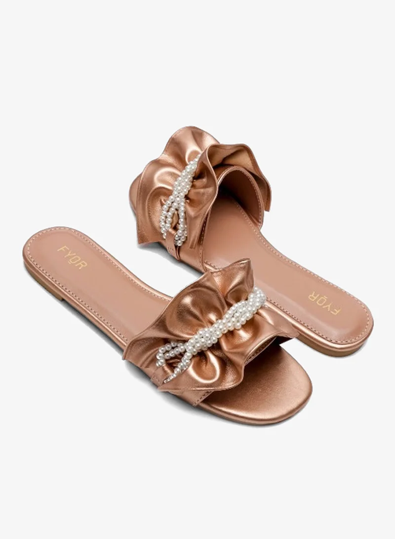 Fyor  Pearl Detailed Ruched Slide Sandal MY 221 for Women | Best Price UAE