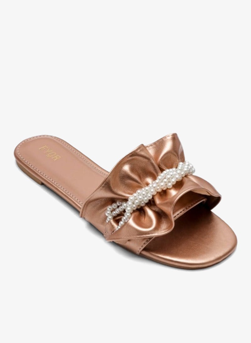 FYOR Pearl Detailed Ruched Slide Sandal MY 221 - Image 2