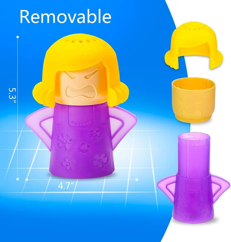Abnaok Microwave Cleaner, 2 PCS Angry Mama Microwave Cleaner Microwave Oven Steam Cleaner Easily Clean in Minutes Cleans Add Vinegar and Water for Home or Office with English Manual (Purple) - Image 3