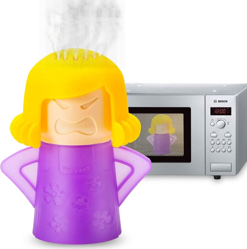 Abnaok Microwave Cleaner, 2 PCS Angry Mama Microwave Cleaner Microwave Oven Steam Cleaner Easily Clean in Minutes Cleans Add Vinegar and Water for Home or Office with English Manual (Purple) - Image 1