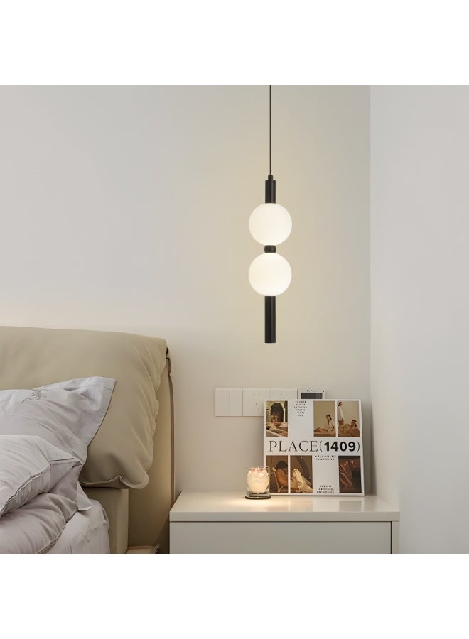 YATAI LIGHTING Modern LED Pendant Light, 2-Globe Adjustable Hanging Lamp with 3-Color Dimming, Height Adjustable, Black Aluminum Acrylic Spheres for Dining Table, Kitchen Island, Bedroom, 4W 3000K-6000K - Image 5