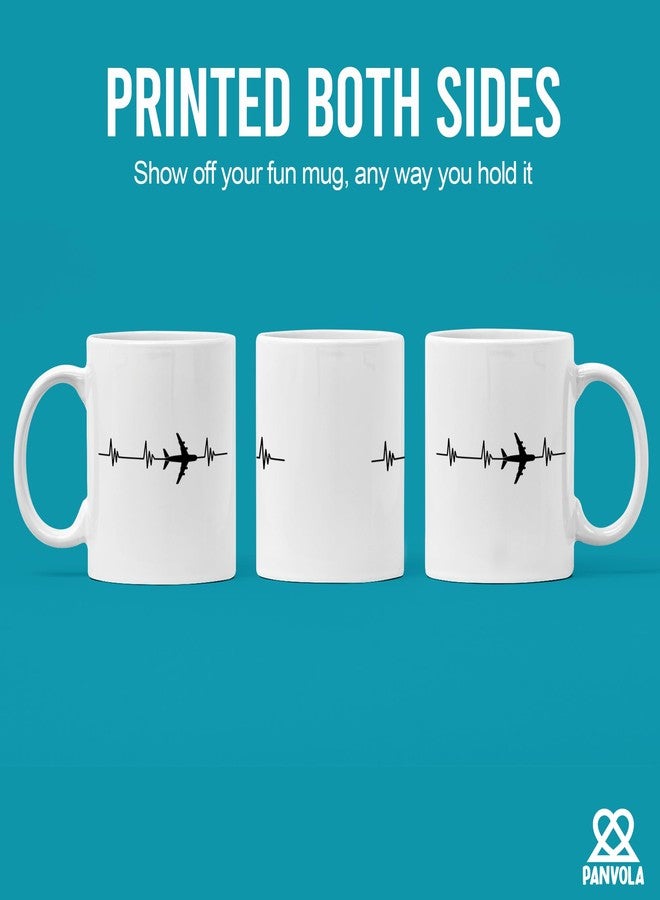 Panvola Airplane Heartbeat Pilot Gifts Aviation Aerospace Engineer Student Flight Steward Stewardess Attendant Aircraft Mechanic Novelty Drinkware Ceramic Mug 11 oz White - Image 3