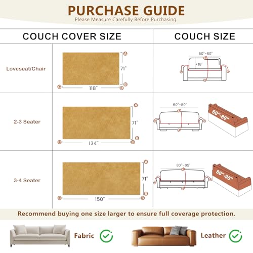 STACYPIK Durable Waterproof Couch Cover, Yellow Sofa Cover for 3 Cushion Couch, L Shaped Cover, Anti-Scratch Sofa Slipcover, Non-Slip Furniture Protector, Multi-use Sectional Couch Cover-71X134IN - Image 4
