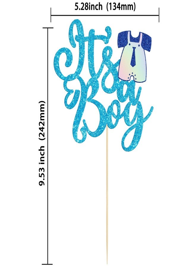 Ephlyn 1Pcs It's a Boy Cake Topper Glitter Tie Sweet Baby Gender Reveal Cake Pick Decorations for Baby Boy Birthday Baby Shower Party Decorations Supplies Light Blue - Image 2