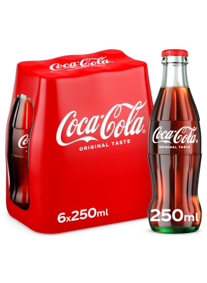 Coca-Cola Original Taste Carbonated Soft Drink Glass Bottles 6 x 250ml - Image 2