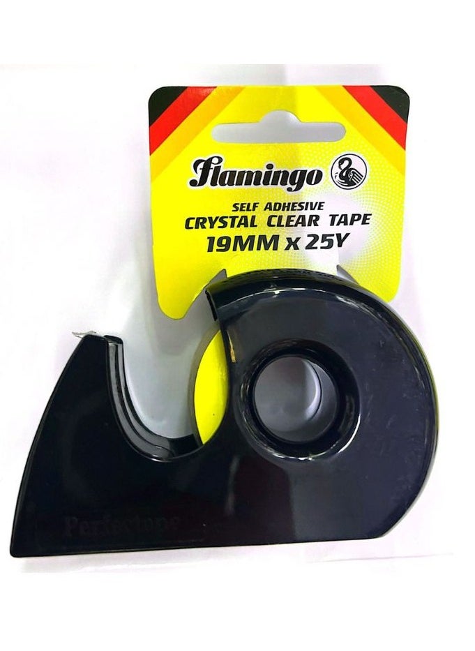 FLAMINGO 19mm×25Yard  Crystal Clear Tape With Dispenser 