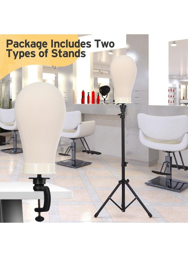 Klvied Klvied Reinforced Wig Mannequin Stand with Head, Dual-use 22 Inch Canvas Wig Head Display, Adjustable Clamp Wig Holder, Manikin Head Set for Cosmetology Hairdressing Training with Carrying Storage Bag - Image 4